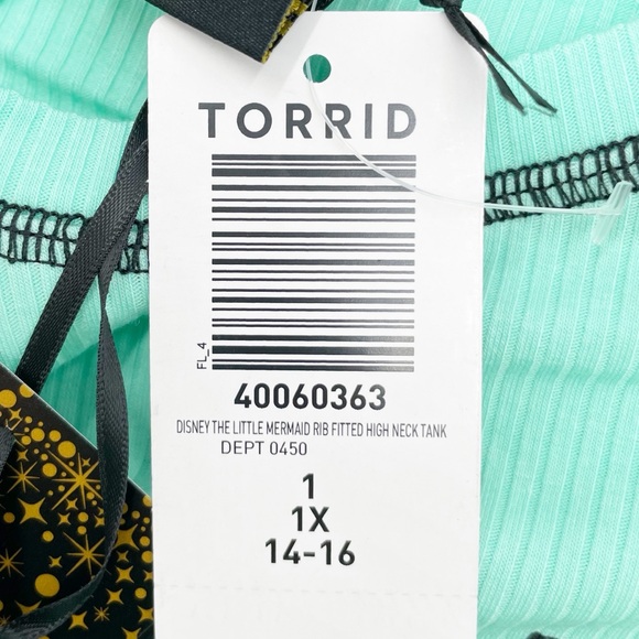 NEW Torrid Disney The Little Mermaid Off Duty Rib Fitted High Neck Tank Size 1X - Picture 8 of 10